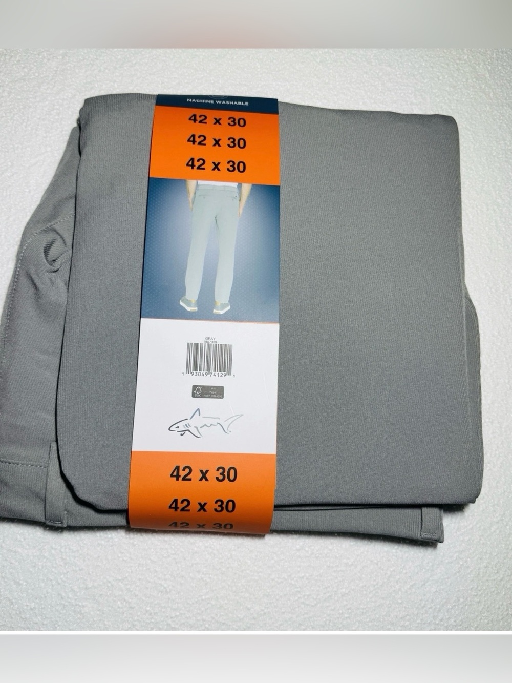 Greg Norman Men’s Textured Performance Pants Stretch Waistband Grey 42x30 NEW - Picture 2 of 2
